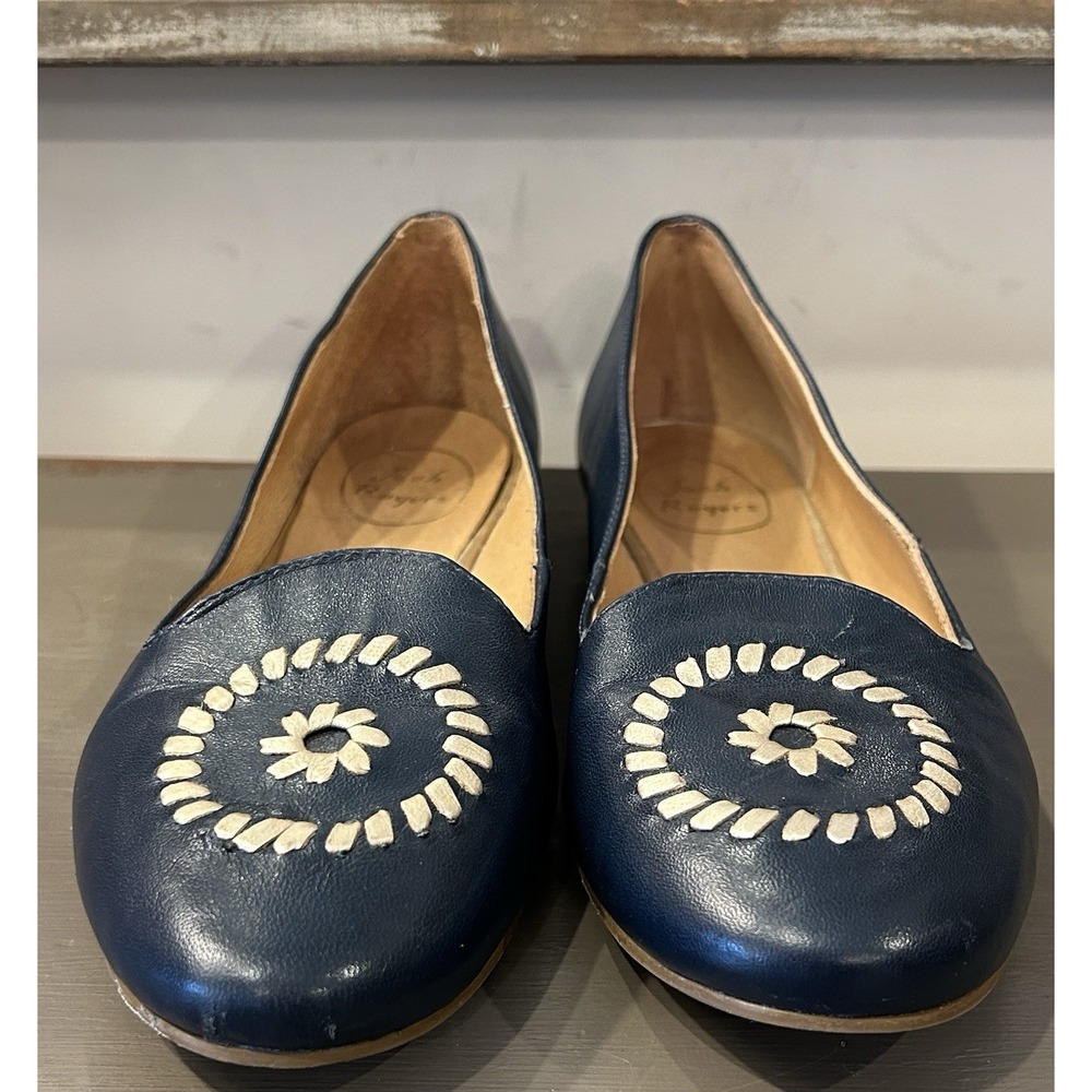 Jack Rogers Rebecca Blue Leather Pinwheel Navajo Flats‎ Shoes Size 9.5M - Picture 5 of 8